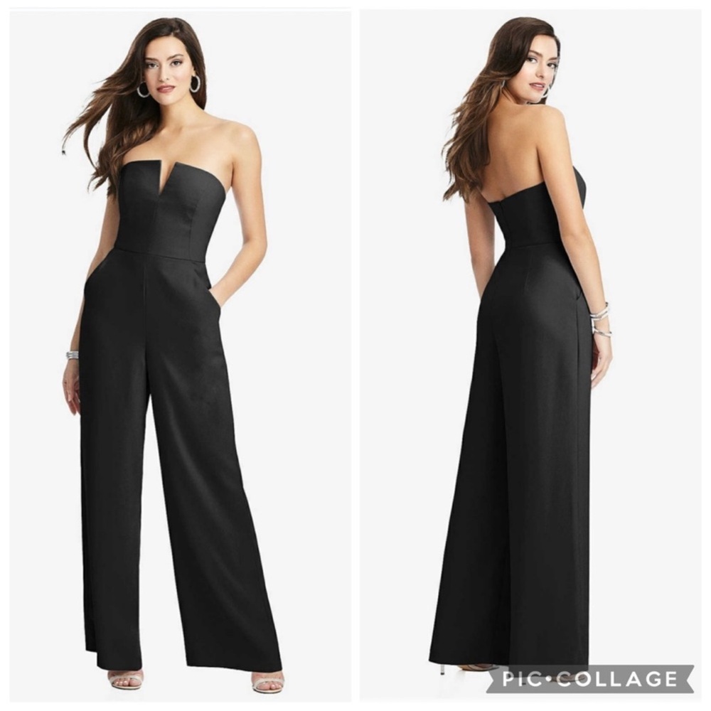 Dessy Collection 3066 Strapless‎ Crepe Jumpsuit Black 16